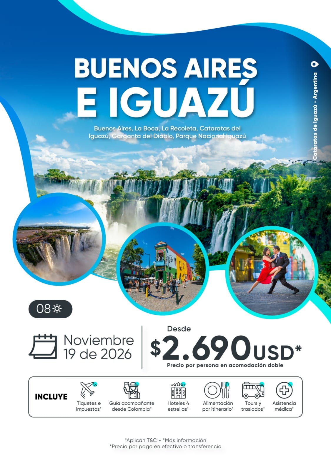 Arte promocional del paquete Buenos Aires e Iguazú 2026